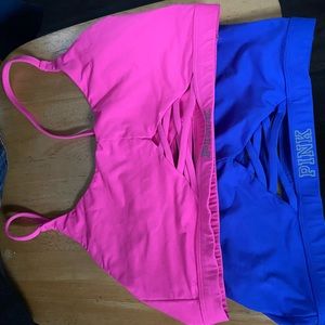 PINK sports bra strappy back and under boob x2